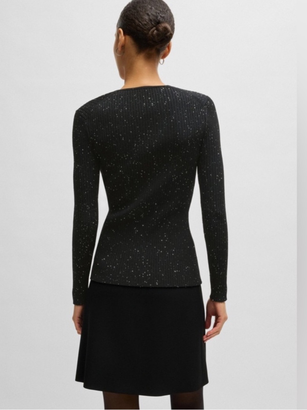 NWT HUGO BOSS RIBBED SWEATER WITH SEQUIN EMBELLISHMENTS SZ XL - Picture 3 of 12